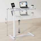 FLEXISPOT H7 Adjustable Overbed Bedside Table with Wheels Pneumatic Mobile Standing Laptop Desk Rolling Computer Cart Movable Overbed Table Hospital Home Use (31.5" W x 17.7" D, White Large) - color: White, size: Large