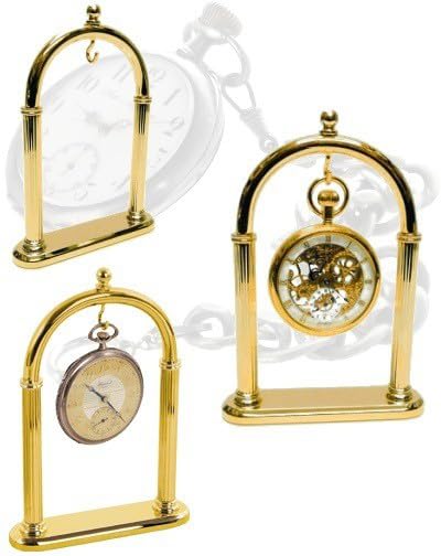 Pocket Watch Display Stand Full Arch Gold Plated Metal Holder for Pocket Watches, Antique Clocks, & Collectibles -Brass-Gold Plated ( Watch Not Included )