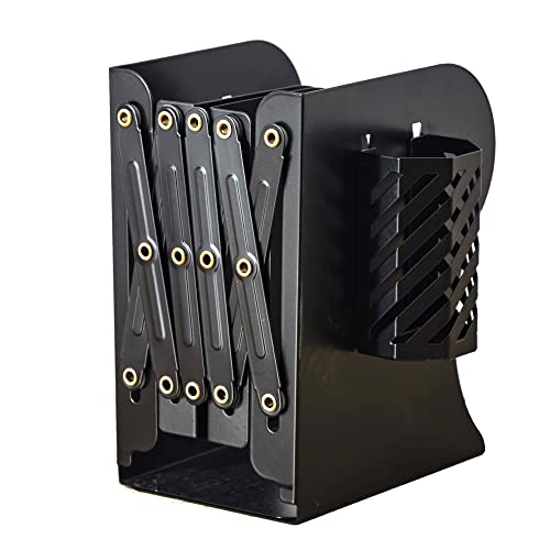 Adjustable Book Ends for Heavy Books, Metal Expandable Bookends for Shelves, Book Organizer Stopper Holder for Desk, Kids Room, Classroom, Office, Library (Black) - color: Black