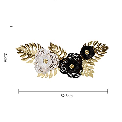 Flower Leaves Metal Wall Decor, Hollow Out Wall Sculpture Creative Luxury Iron Hanging Artwork for Office Home Decorations Party Living Room, Black White - color: Black White