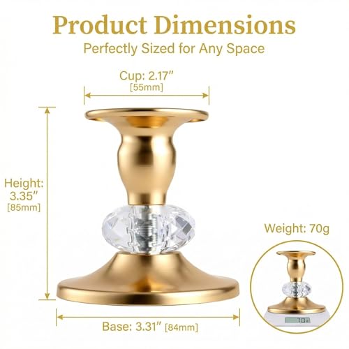 Candlestick Holders Taper Candle Holders, Candle Stick Candle Holder for Table Centerpiece, Wedding Reception, Festive Christmas Mantel Decoration or Home Decor(Golden, 6 Sets(12 Pcs)) - color: Golden, size: 6 Sets(12 Pcs)