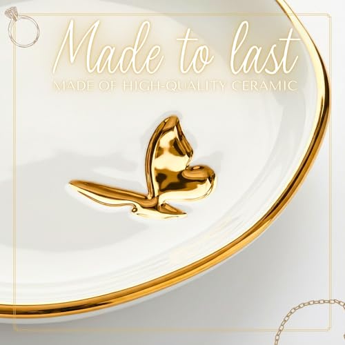 InnoBeta Butterfly Gifts for Women, Ceramic Jewelry Tray, Decorative Trinket Dish for Rings Earrings Necklaces Bracelet, 4.75"