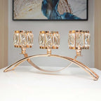 4 Pcs 3-Arm Crystal Tealight Candle Holders, Elegant Metal Arch Candlestick Centerpiece for Wedding, Party, Dining Room Table Decorations, Anniversary (4, Gold-3 Arm) - size: Gold-3 Arm