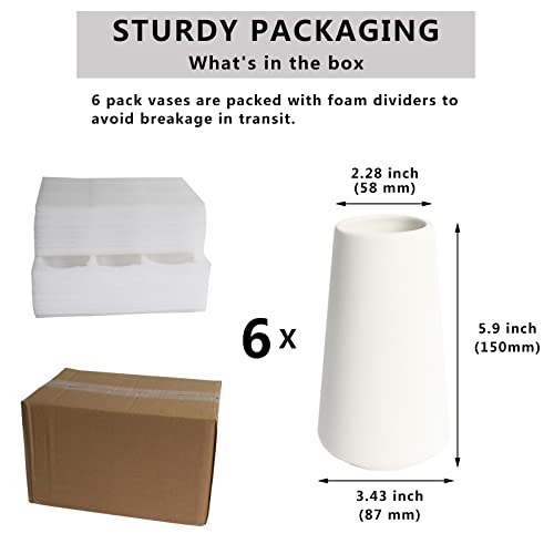 YANLING 6 Pack White Ceramic Vases for Home Decor, 6 Inch Modern Centerpieces for Pampas Grass, Table, Boho Flowers Decor - color: Style a