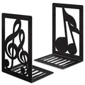 Book Ends,Metal Bookend,Bookend Decorative Heavy Book Ends for Shelves, Home Decorative Bookends for Heavy Books,Non-Skid Musical Note Bookshelf Holder - style: Music