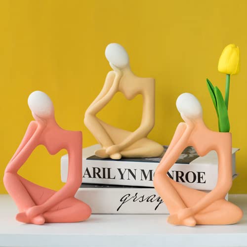 Arawat Ceramic Red Vase Flower Vase for Home Decor Modern Style Thinker Vase for Table Shelf Home Decor Fit for Fireplace Bedroom Kitchen Living Room Centerpieces Wedding Office Desk Birthday Gifts - color: Red Ceramic Flower Vase for Home Decor
