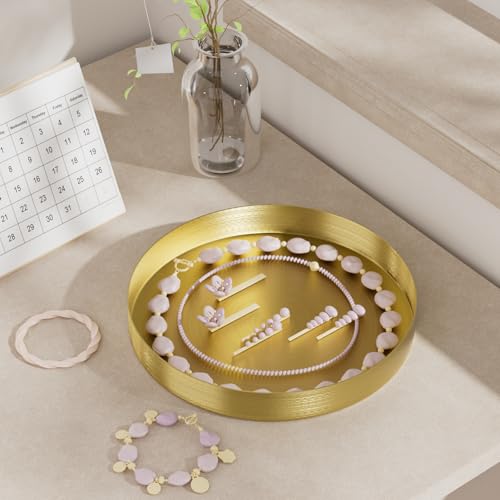 Decorative Tray Centerpiece Decor Organizer Round Trays Storage for Coffee Table Tray Home Decor for Living Room Kitchen Counter