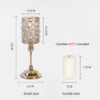 ZENATION-Luxury Crystal Candle Holder – Metal Decorative Candle Stand, Elegant Crystal Beaded Design for Home Décor, Weddings, and Table Centerpieces (Gold, Small) - size: Small