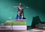 King's Guard Leader Cloak Warrior Knight Pen Holder Mobile Phone Stand, Ornament Knight Statue, Pen Stand Paperweight for Office and Home (SilverBlue) - color: Silverblue