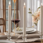 Candlestick Holders - 24 Pack Glass Candlestick Holders, 2.36" Height Clear Taper Candle Holders for Candlesticks, Small Centerpiece for Wedding, Festival, Party Decor (24, Clear)