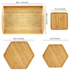 Bamboo Serving Trays Cutting Boards 16.5"x11.8"（42x30cm with Handle, Set Includes 0.63"(1.6cm) Thick Plates 1xHexagon 12.5"(32cm)+1xHexagon 9.8"(25cm)+1xSquare 5.9"(15cm) for Family Dinner - color: 0.63"(1.6cm) Thick 1xhexagon 12.5"(32cm)+1xhexagon 9.8"(2