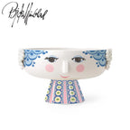 Bjørn Wiinblad Eva Bowl on Stand | Hand-Painted Glazed Ceramic | Blue | 9.4 in