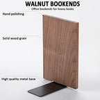 Muso Wood Handmade Walnut Book Ends, Non-Skid Bookends for Shelves, Large Sturdy Book Ends for Heavy Books, Decorative Book Shelf (1 Pair) - size: 1 Pair
