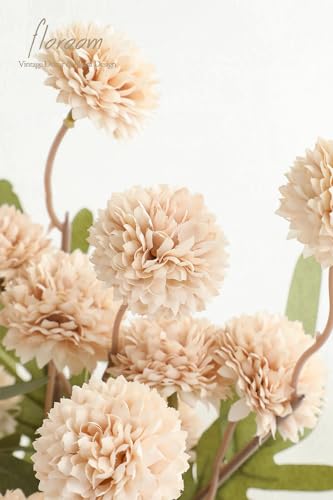 Floroom 5pcs Beige Faux Silk Mums Artificial Flowers, Bulk Fake Small Mini Chrysanthemums with Stems for DIY Champagne Wedding Centerpieces Floral Arrangements Vase Fillers Home Decorations - color: Beige, size: 5pcs