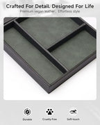 Valet Tray, Built in Wireless Charging Pad, Nightstand Organizer, Two-Toned Premium Vegan Leather Desk Bedside Caddy Organizer Tray for Keys, Watch, Wallet, Jewelry (Black+Green) - color: Black+Green