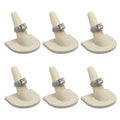 MOOCA 6 Pcs Set Beige Linen Finger Ring Display, Ring Holder Display, Jewelry Storage Jewelry Stands for Shows, 2" W x 2" H - color: Beige Linen