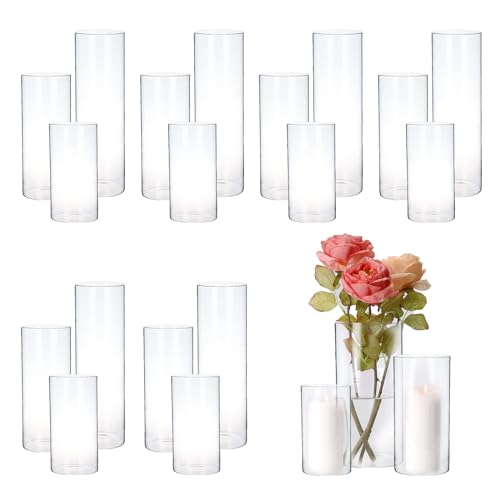 Hurricand 18 PCS Glass Candle Holders - Clear Cylinder Vases for Centerpieces, Wedding & Party Decoration - color: Clear Glass Candle Holder-18pcs