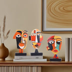 9.8“ Resin Abstract Coffee Table Sculptures, Handcrafted 3 PCS African Art Tribal Figurines Weird Art Decor, Modern Design African Statues for Home, Office, Living Room, Bookshelf, Cabinets Accent - size: Large