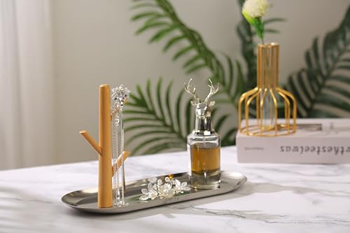 Shinpuru Key Tray & Key Bowl, Jewelry Tray with Wood 3-Tier Hanging Organizer - Multi-Functional Entryway Tray, Perfect for Key Dish, Ring Holder(Upgraded Version)(Silver Oval) - color: Silver Oval