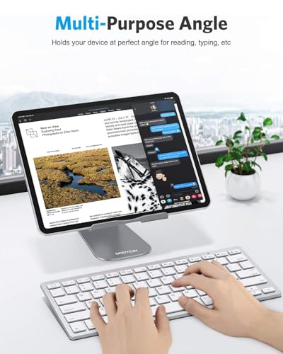 OMOTON Tablet Stand Holder Adjustable, T1 Desktop Aluminum Tablet Dock Cradle Compatible with iPad Air/Mini, iPad 10.2/9.7, iPad Pro 11/12.9, Samsung Tab and More, Grey - color: Grey