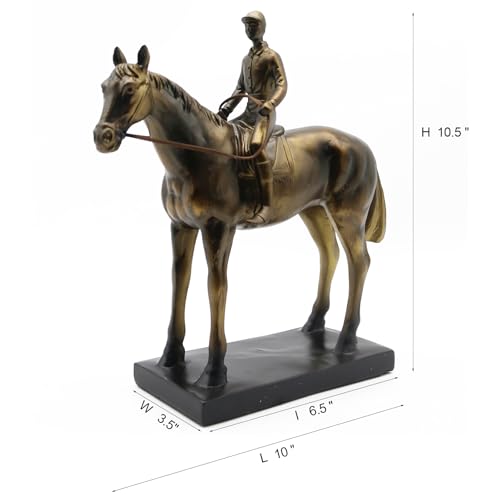 Lukitas Horse Rider Statues and Sculptures, Racing Figurine Home Decor, Equestrian Gift for Horse Lovers, Horseback Riding Ornament, Resin 10.5''
