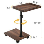 C Table End Table Adjustable Height, 360°Swivel TV Tray Table for Small Spaces, Couch Tables That slide under, C Shaped Side Tables living room and bedroom for Sofa, Bed,Chair, Snack (1, Walnut Brown) - color: Walnut Brown