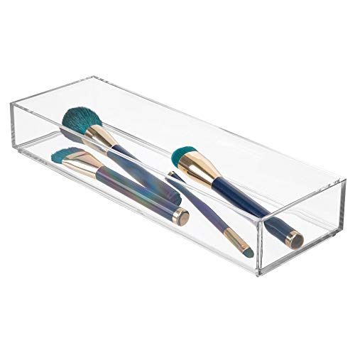 iDesign Clarity Plastic Drawer Organizer, Storage Container for Silverware, Utensils, Kitchen Gadgets in Pantry, Cabinets, Countertops, 4" x 12" x 2" - Clear - color: Clear, style: Pack of 1