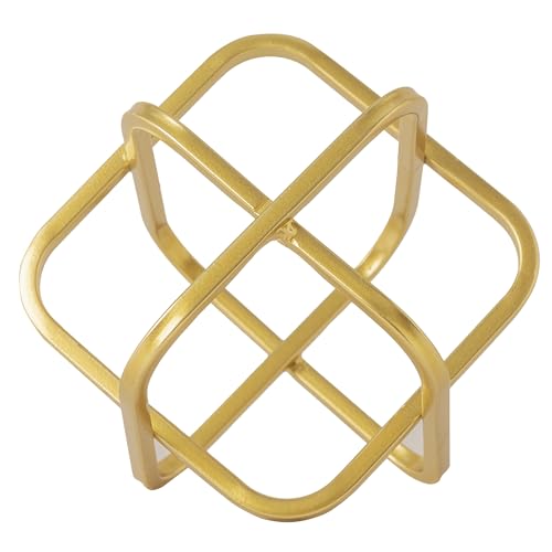 5.5" Gold Metal Geometric Sculpture, Modern Square Decorative Sphere, Small Tabletop Decoration Ball for Home Office Table Shelf Living Room Bedroom Desk Decor - color: Gold Square-5.5in