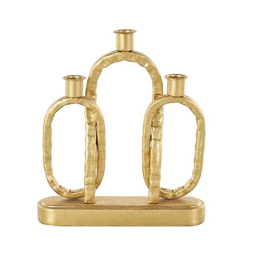Deco 79 Metal Decorative Candle Holder Interlocked Chains Candle Stand with Rectangle Base, Candlestick Holder 9" x 2" x 10", Gold - color: Gold, size: 9" x 2" x 10"