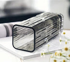 Modern Minimalist Glass Square vase, Crystal Glass vase, vase, Dry vase (Grey) - color: Gray