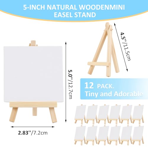 60 Pcs 5 Inch Mini Wood Display Easel, Small Wooden Easel Stand Art Craft Painting Triangle Stand Canvas Holder for Card Artist Photos Tabletop