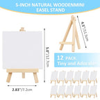 60 Pcs 5 Inch Mini Wood Display Easel, Small Wooden Easel Stand Art Craft Painting Triangle Stand Canvas Holder for Card Artist Photos Tabletop