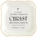 Christian Gifts for Women, Bible Verse Ceramic Jewelry Dish Trinket Ring Tray, Inspirational Floral Gift for Mom Sister Friend Birthday Christmas-I Can Do All Things Through Christ (White-Christ1) - color: White-Christ1