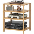 LELELINKY 4-Tier AV Media Player Stand, Natural Stereo Cabinet, Modern Audio Shelf, Wooden TV Stand,Game Console Shelf, Multifunctional Entertainment Center, Suitable for Home, Conference Room - color: Natural, size: 4 Tier