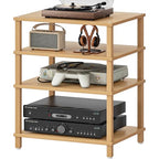 LELELINKY 4-Tier AV Media Player Stand, Natural Stereo Cabinet, Modern Audio Shelf, Wooden TV Stand,Game Console Shelf, Multifunctional Entertainment Center, Suitable for Home, Conference Room - color: Natural, size: 4 Tier