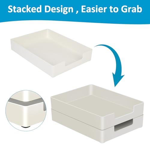 Desk Organizer Tray, 1-Pack A4 Letter-Size Tray, Plastic Printer Paper Holder, Rectangular Desktop Stackable File Holder for Office Supplies School Home, Mail Document Storage Containers (White) - color: White-1 Pack