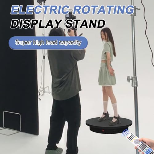 Remote-Controlled Motorized Turntable,Heavy Duty Motorized Rotating Display Stand,Speed-Adjustable Rotating Platform,Multi-Mode 360° Photography Turntable for 3D Scan,Photography(23.6in/Black) - size: 23.64inch/Black/500Lbs Load