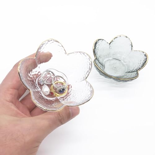 Small Ring Dish Jewelry Bowl, Glass Jewelry Dish Trinket Bowl, Crystal Ring Holder Dish Jewelry Plate, Nightstand Decor Jewelry Holder Dish, Engagement Gift Jewelry Tray Dish for Rings, Keys - color: Clear