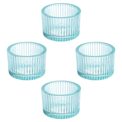 PATIKIL 4 Pcs Tealight Candle Holder, Tea Lights Candle Holder Glass Votive Candle Holders Glass Candle Holders for Table Centerpiece Decor Wedding Dinner Party, Blue - color: Blue