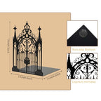 Gothic Church Architectural Metal Bookends, Ornate Iron Gothic Bookshelf Bookends for Home Décor, Decorative Bookends for Bookshelf