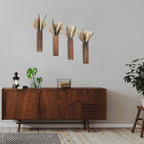 Wall Vase Set of 4 – Wooden Hanging Vases with Pampas Grass & Eucalyptus Dried Flowers – Modern Farmhouse Home Decor for Living Room, Entryway, Bathroom, Hallway & Dining Room - style: B