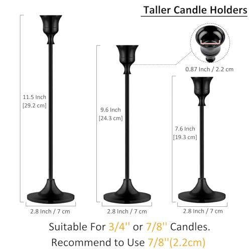 Metal Candle Holders for Candlesticks Taper Candlestick Holders Set Vintage Decorative Centerpiece Candelabra Tall Candle Stands (Matt Black, 1 Set (3 pcs)) - color: Matt Black, size: 1 Set (3 pcs)