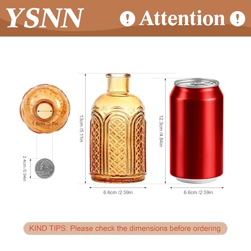 15 Pcs Colored Bud Vase Set,Vintage Glass Vases for Flower Centerpieces Wedding & Party Decor,Home Table Decorations,Bud Vases in Bulk for Housewarming - color: Orange Yellow Series