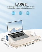 SAIJI Laptop Lap Desk with Pillow Cushion, Ultra Lightweight Portable Computer Stand Desk for Couch, Bed & Chair, Fit up to 17” Laptop & MacBook Air with Side Pocket, Rails for Airflow - size: Large