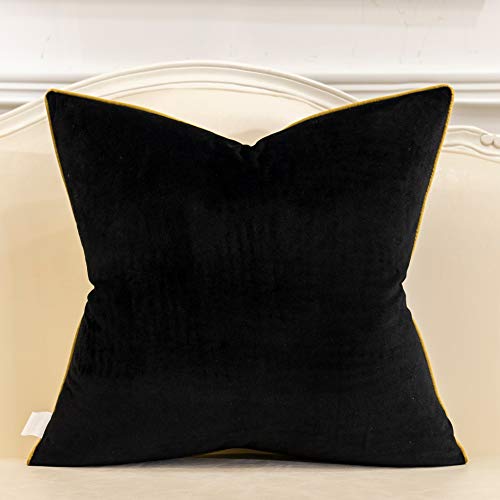 Avigers 18 x 18 Inches Black White Gold Leather Striped Patchwork Velvet Cushion Case Luxury Modern Throw Pillow Cover Decorative Pillow for Couch Living Room Bedroom Car - color: Black, size: 18" x 18" (Pack of 1)