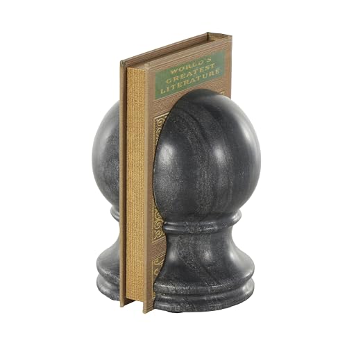 Deco 79 Marble Globe Decorative Bookends Sleek Orb Non Skid Bookends, Set of 2 Office Bookends2 W, 7" H, Black - color: Black, size: 2"W, 7"H