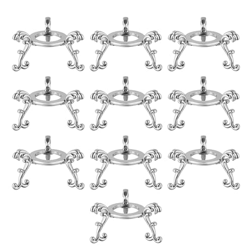 10pcs Crystal Ball Display Stand - Silver Sphere Holder for Crystal, Rock & Stands with Display Function - 2 in Metal Tripod Base for 40-80mm Spheres(10-Pack) - color: Silver_Small-10pcs