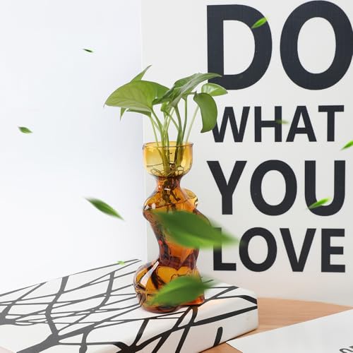 Propagation Vases for Plants Plant Propagation Jars Unique Body Avocado Vase Glass Planter Perfect for Seed Starting Water Rooting and Home Decor Gift for Father - color: Amber Blue