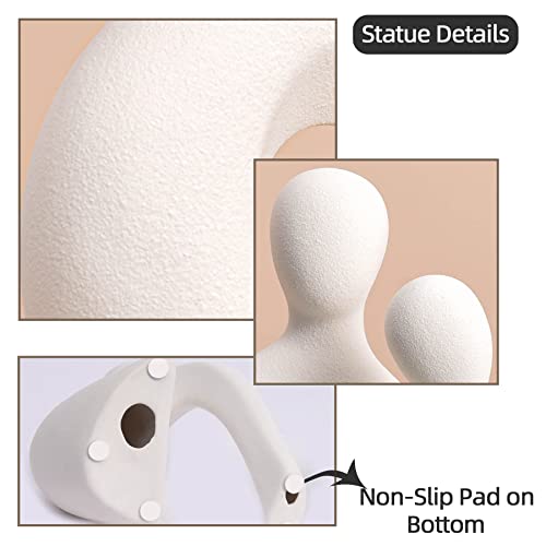 Quoowiit Ceramic Couple Sculptures for Home Decor, Abstract Lover Statue for Shelf, Office, Living Room, Bedroom, Gifts for Anniversary, Valentine's Day, Birthday (White) - color: White