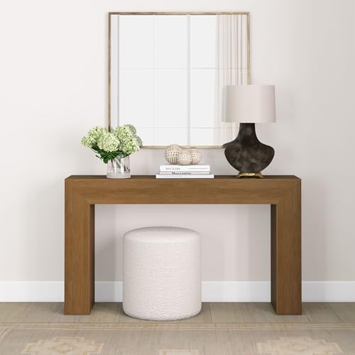Plank+Beam Grand Console Table, 56 Inch Solid Wood Modern Sofa Table, Narrow Entryway Table for Hallway, Behind The Couch, Living Room, Foyer, Pecan Wirebrush - color: Pecan Wirebrush, size: 56 Inch